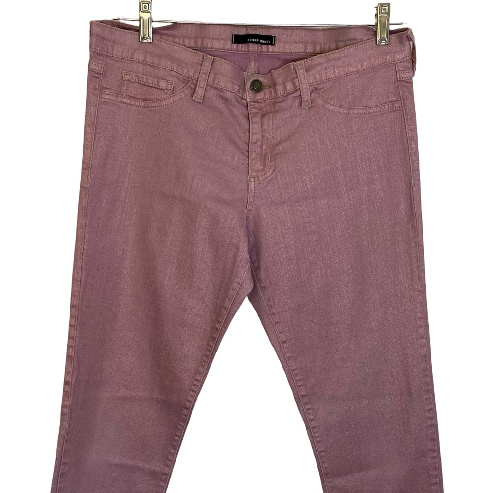 Flying Monkey Anthropologie Women's Sz 31 X28 Pink Glitter Skinny Pants